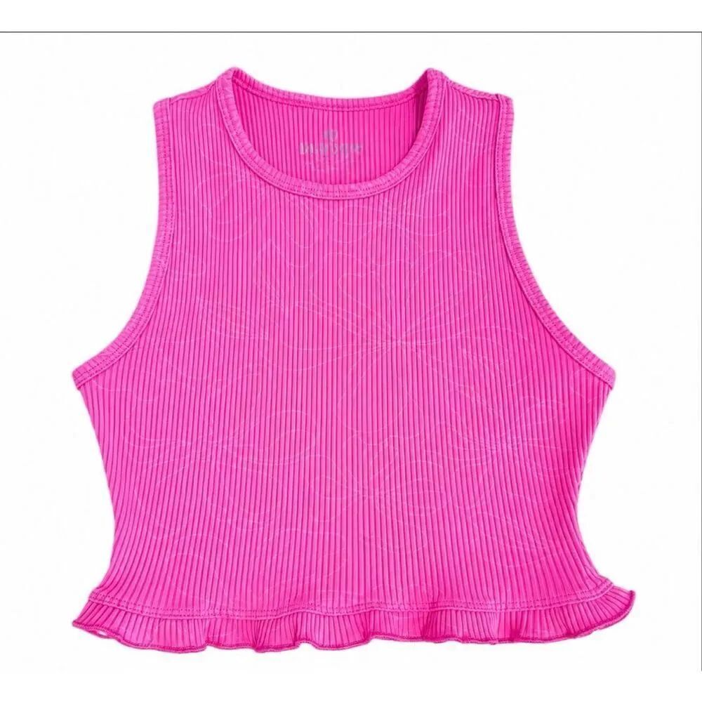 EleVen by Venus Williams Pink Ribbed Crop Tank Athletic Top SZ S